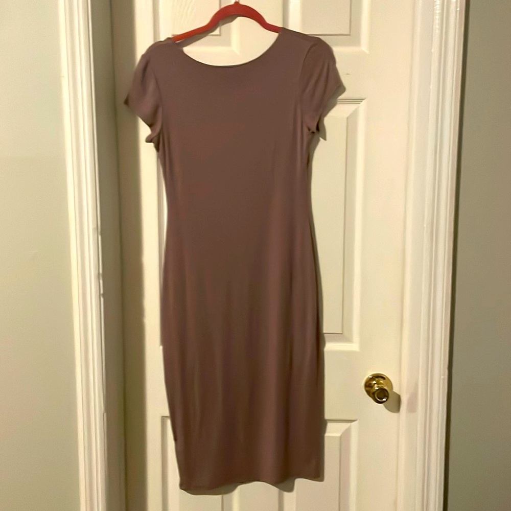 V neck T-shirt dress. Size large.  Light chocolate brown